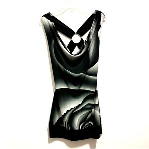 Urban Vibe Woman’s Black / Gray Draped Cowl Neck Mini Dress
